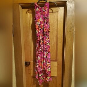 MSK Pink Floral Dress Sz 8 Hi Low